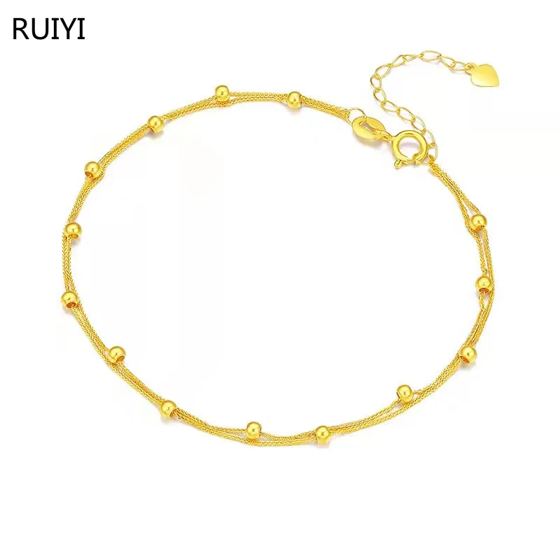 

RUIYI Real 18K Gold Jewellery Bracelet Solid AU750 Adjustable Chopin Chain for Women Fine Jewelry Wedding Gift