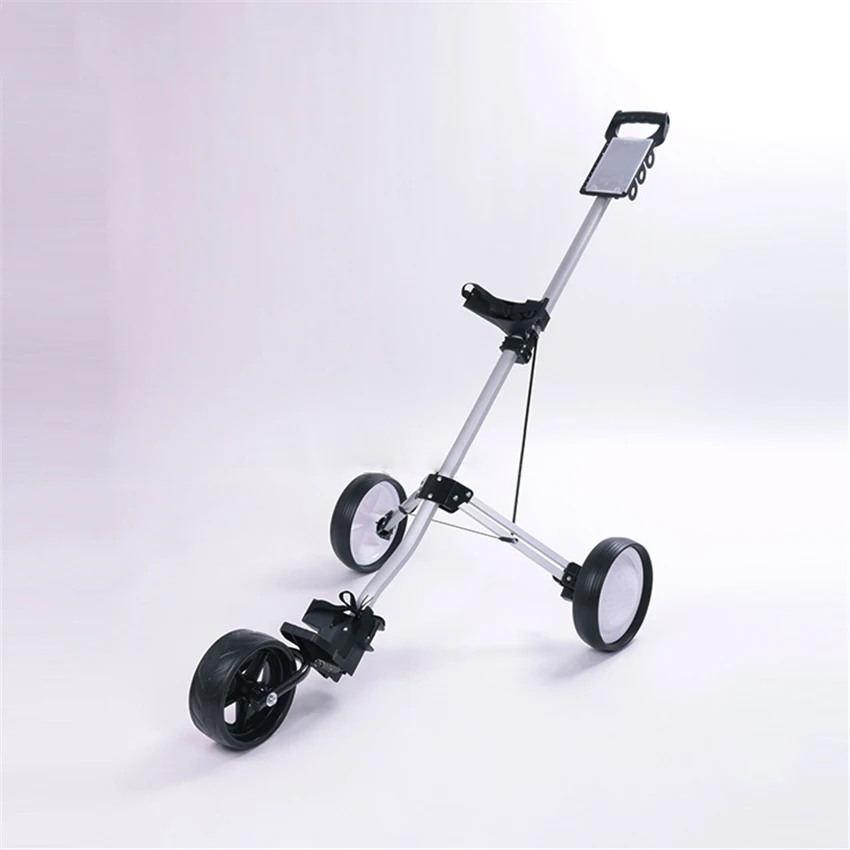 

ZH-T019 Manual High Quality Foldable Golf Ball Bag Pull Cart Folding Aluminum Golf Trolley Supplies With Three Black Wheels