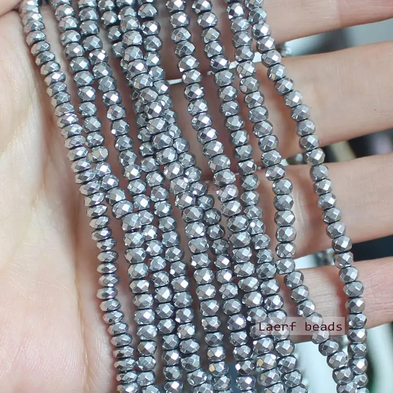 Natural Hematite Silvery Color Faceted Rondelle 2x3mm-3x8mm beads ,For DIYJewelry making! Mixed wholesale for all items !