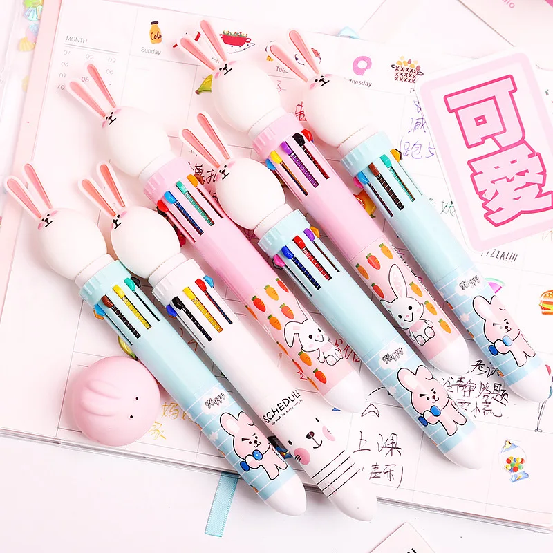 10pcs Cute Rabbit Ballpoint Pen Creative Fairy Tales Colors By Bullet Student Stationery