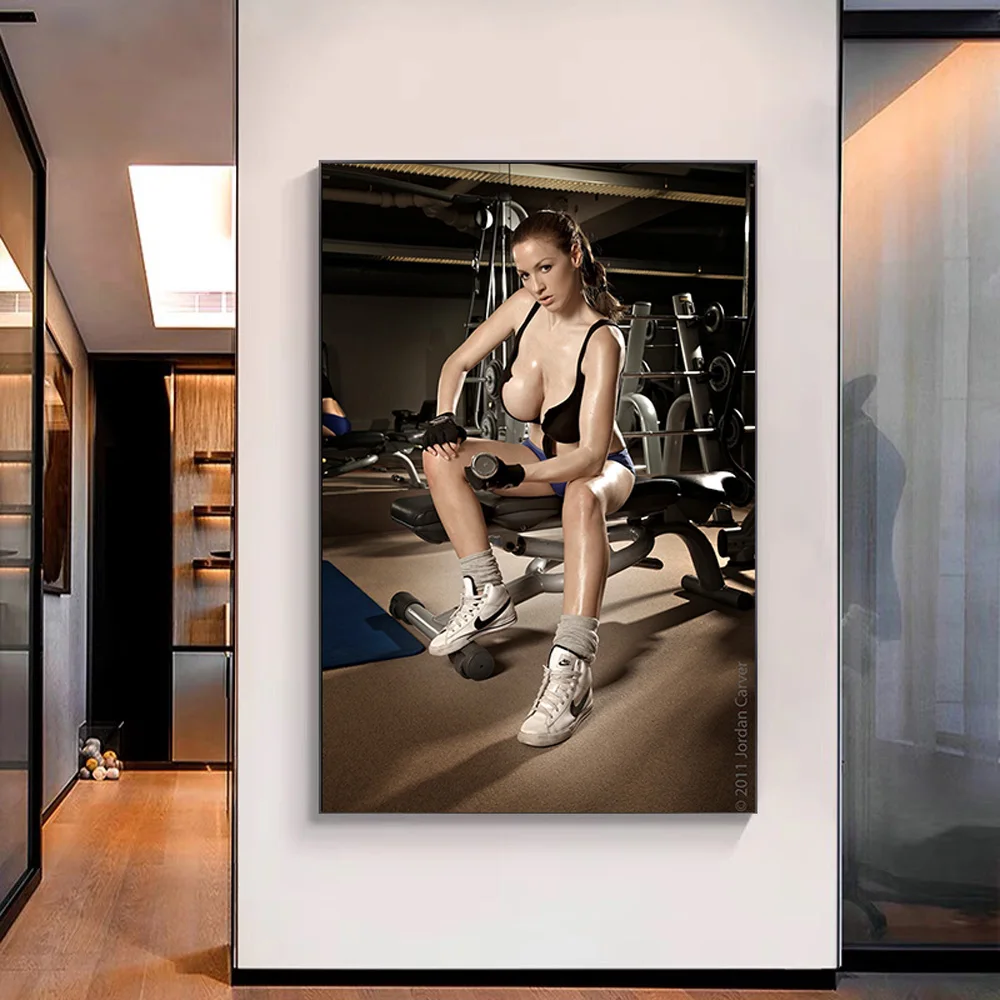 Vertical chart Sexy Girl Bodybuilding Fitness Star Carver Motivational GYM Wall Silk Cloth HD Poster Art Home Decoration Gift
