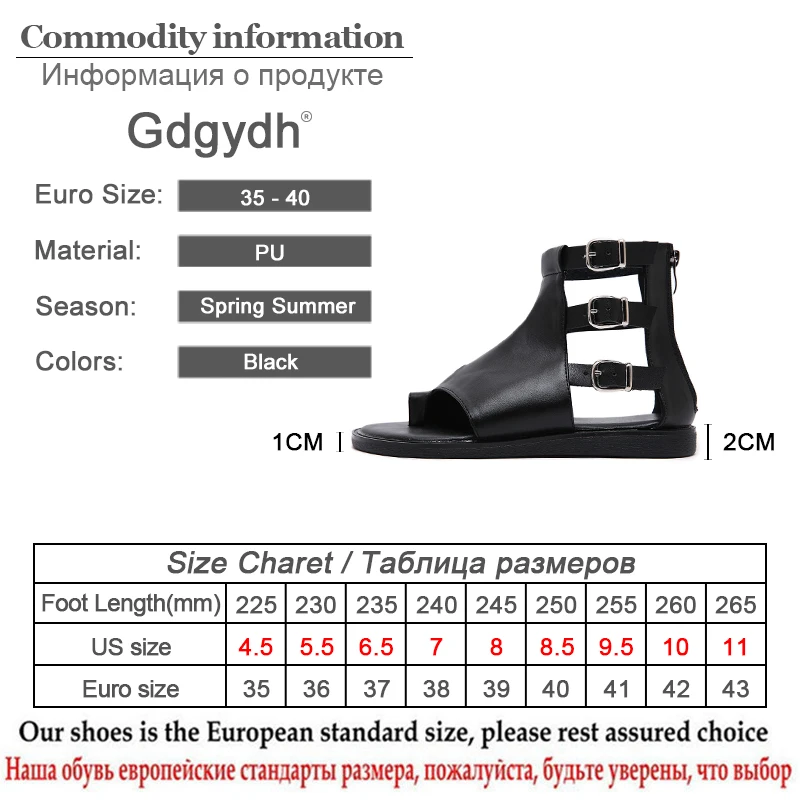 Gdgydh Retro Vintage Flat Sandals Summer Women Japanese Style Fashion Buckle Summer Shoes Open Toe Back Zipper Black Leather