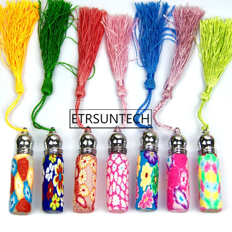 200pcs Colorful Women 6ml Empty Perfume Essential Oil Bottle Roll On Roller Mini Polymer Clay Refillable Perfume Bottle