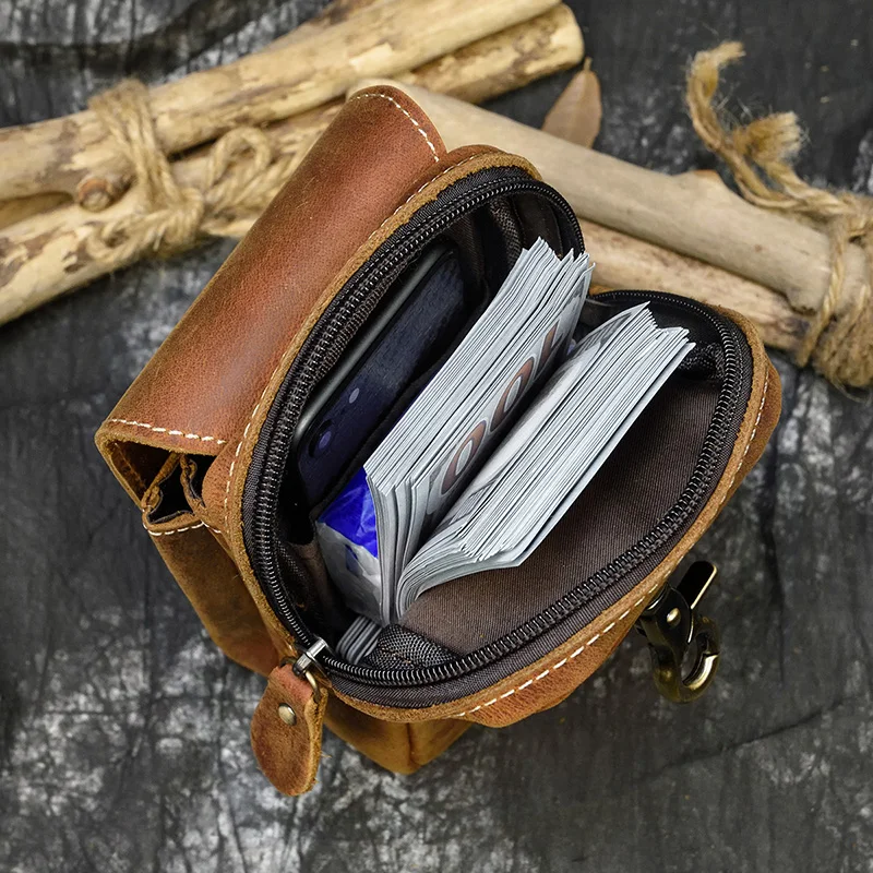Lederen Heuptas Op Riem Mobiele Telefoon Zak Pouch Lederen Gsm Pouch Fanny Pack Zomer Mini Heuptas Mannen mannelijke