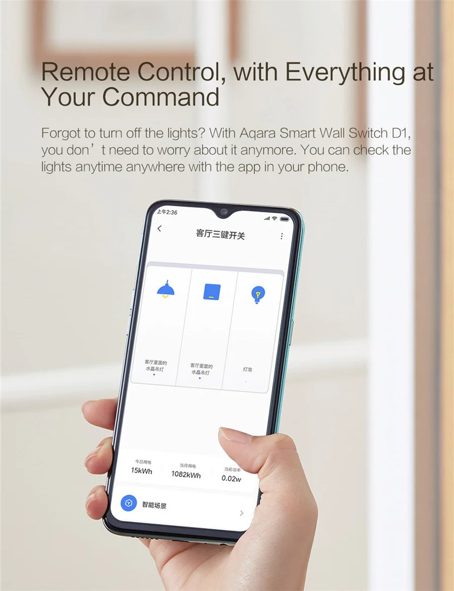 Aqara Smart Switch D1 Zigbee Wireless Light Switch 3 Button Key with Neutral Voice Control for Xiaomi Mijia Mi Home Kit