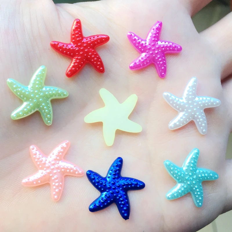 80pcs 18mm DIY Resin sky blue Flatback Starfish Star Mobile Phone Decoration wedding decoration A088