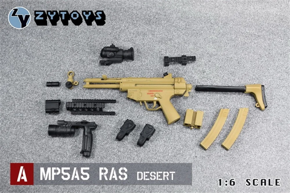 

ZYTOYS 1/6th MP5 Weapon Series Type A MP5A5 RAS Desert Sand Color PVC Material Can't Be Fired Model For Doll Scene Component