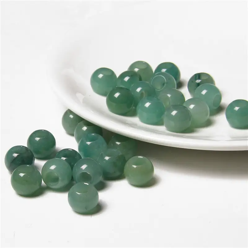 10pcs/Lot 8x14mm 5mm Big Hole Natural Round Jades Jaspe Stone Crystal Spacer Beads Charm Pendant For Jewelry Making Accessories - Image 36