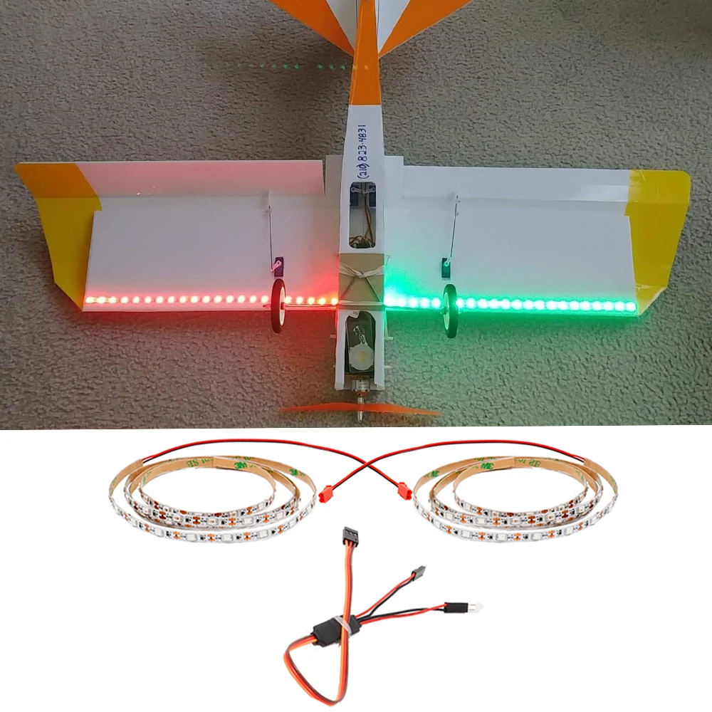 2Pcs*50CM Remote Controlled LED Light Strip for RC Fixed Wing Airplane Flying Wing Plane R Wing Drone Model Car Truck Width 5mm