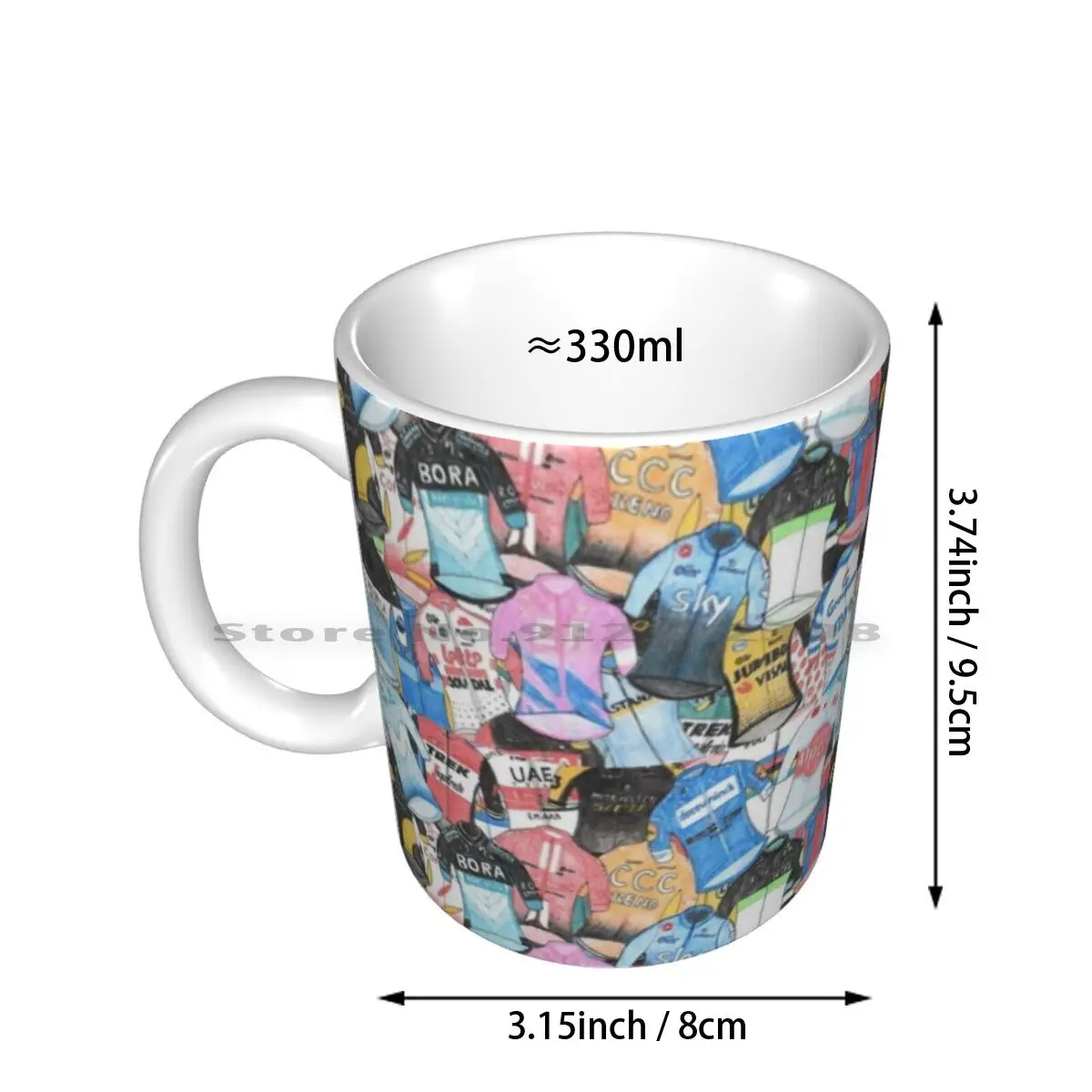 Hand-Drawn Cycling Jersey Print Ceramic Mugs Coffee Cups Milk Tea Mug Cycling Bike Bicycle Velo Cyclist Sport Creative Trending