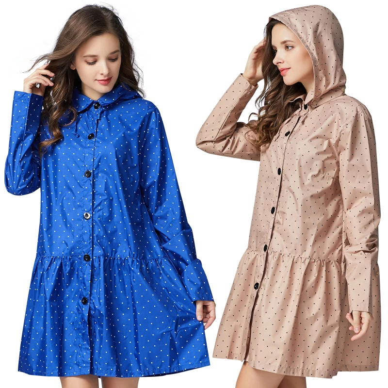 

Fashion Thin Portable Raincoat Polka Dot Adult Women s Windproof Waterproof Hiking Car Wash And Play Water Suit