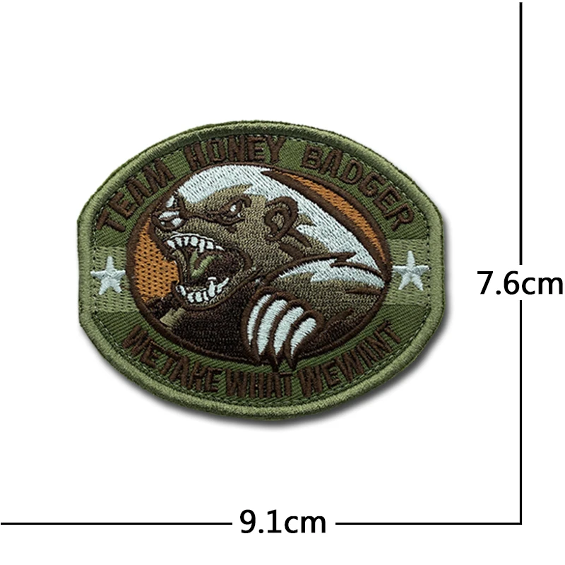 HONEY BADGER Patches high quality Embroidered Creativity Badge Hook Loop Armband 3D Stick on Jacket Backpack Stickers