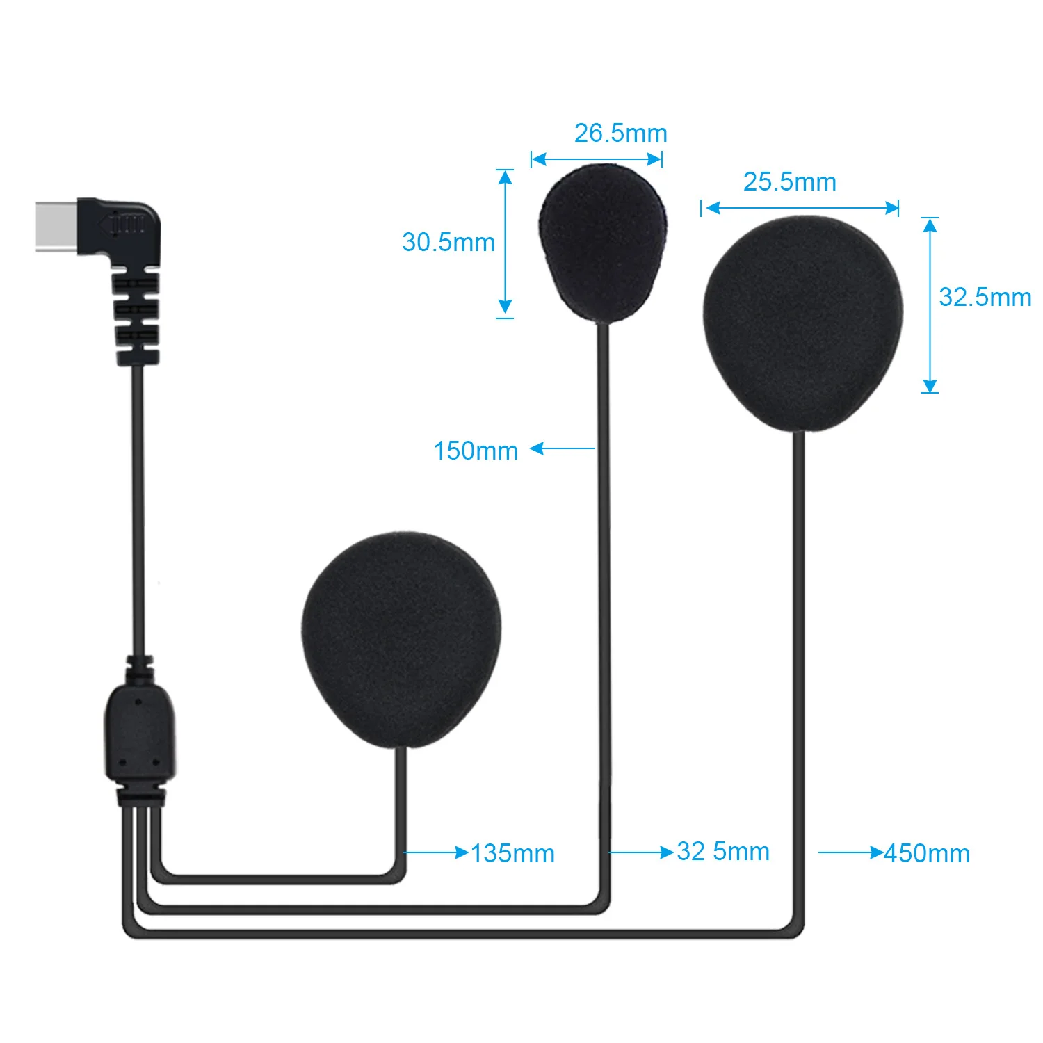 Earphone interkom untuk BT-S2 BT S3, Headset Intercom antarmuka tipe-c mikrofon lunak keras Interphone sepeda motor