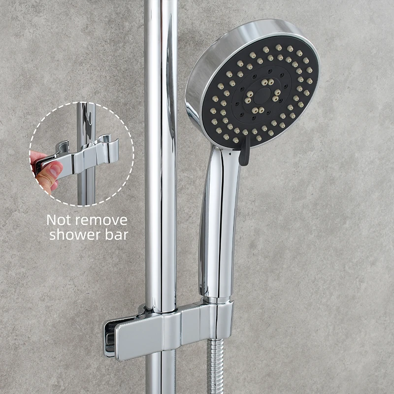 Ciencia Shower Head Holder Height Adjustable Chrome Clamp Handheld Shower Head Bracket For Slide Bar Shower Bar Slider Holder