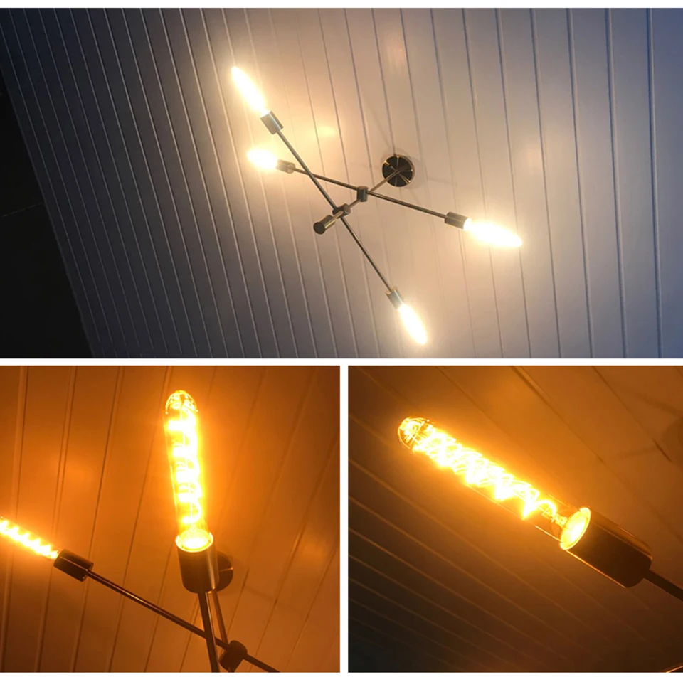 Retro dimmbare LED Edison Glühbirne E27 3W Gold Spiral-Filament ST64 G125 Ampoule LED Lampe Glühbirne Kronleuchter Dekorative Beleuchtung – Detail 8