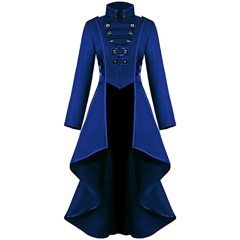 Gothic Steampunk Tailcoat Jacket Women Vintage Irregular Hem Victorian Frock Coat Tuxedo Uniform Medieval Halloween Costumes 3XL