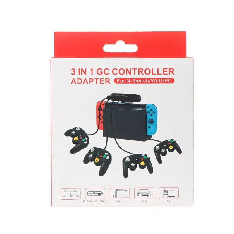 3 In 1 4 Ports GC Handle to Wiiu/PC/Switch Converter Adapter for PC Game GameCube GC Controllers Accessories