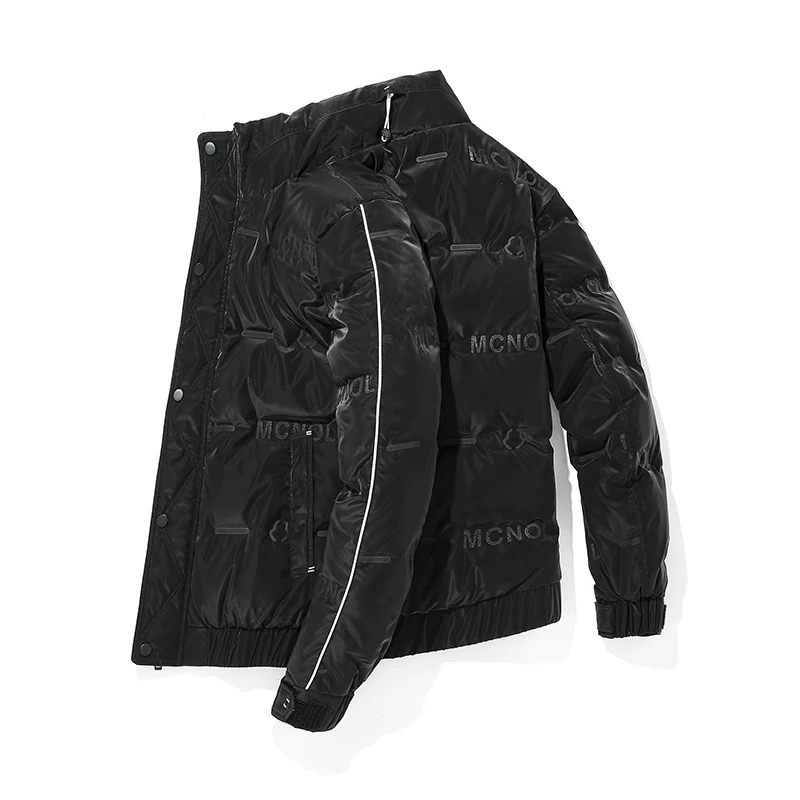 Down jacket men's casual winter coat loose fashion yhick men's stand-up collar white duck down jacket for shopping print letter