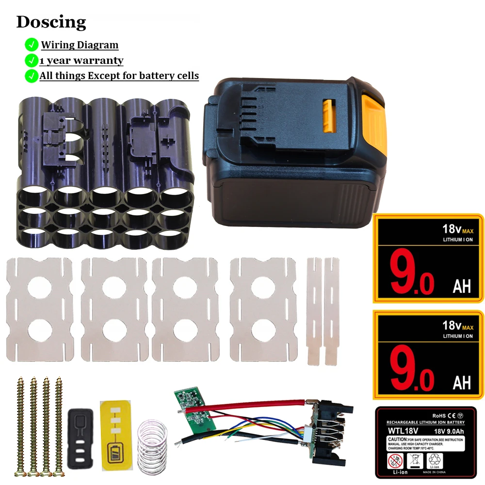 DCB200 Li-Ion แบตเตอรี่พลาสติกเคส PCB ชาร์จ Protection Circuit Board กล่องสำหรับ Dewalt 18V 20V 9Ah DCB183ป้ายเรือน