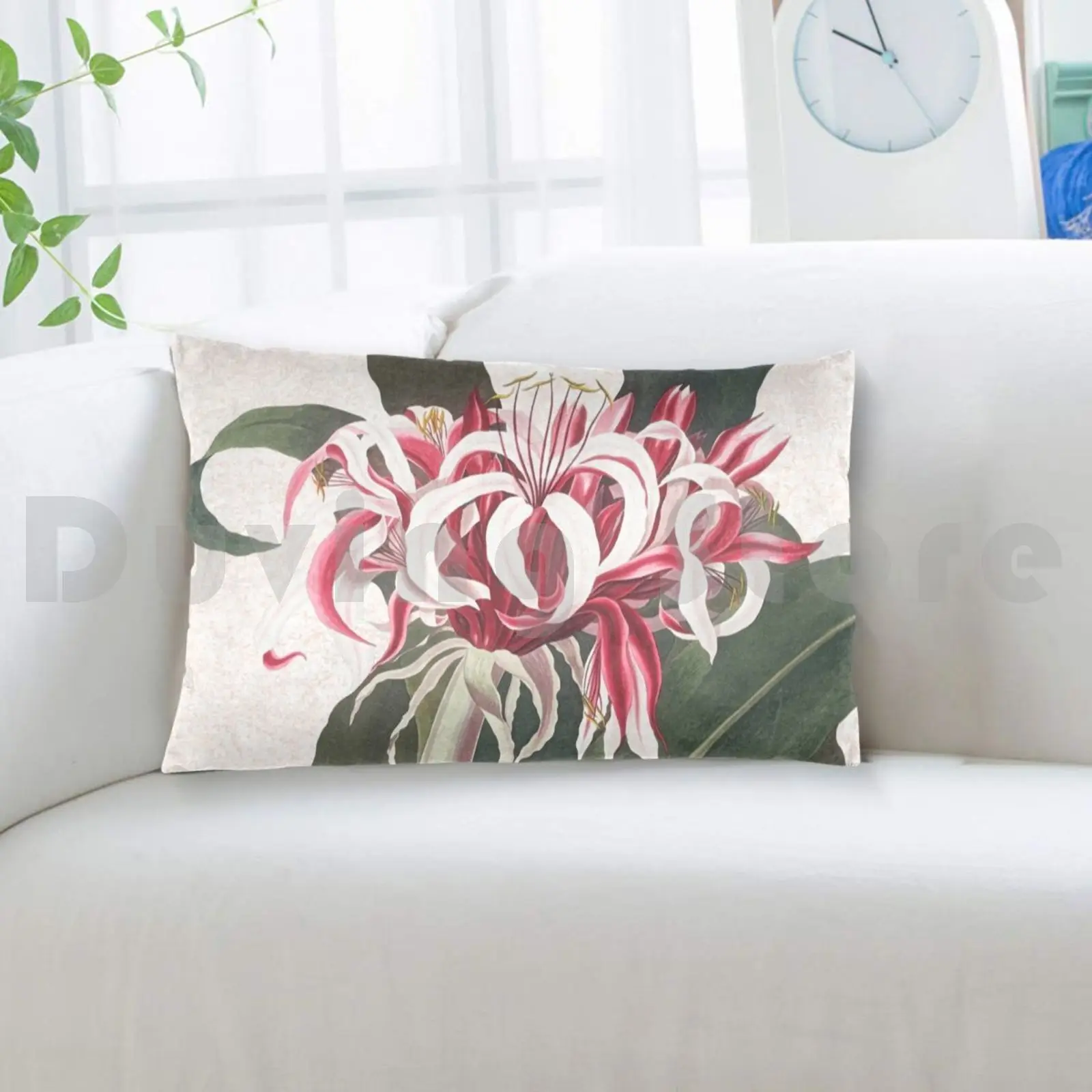 Federa per cuscino ad acquerello botanico Queen Spider Lily stampata 50x75 floreale primavera estate piante natura