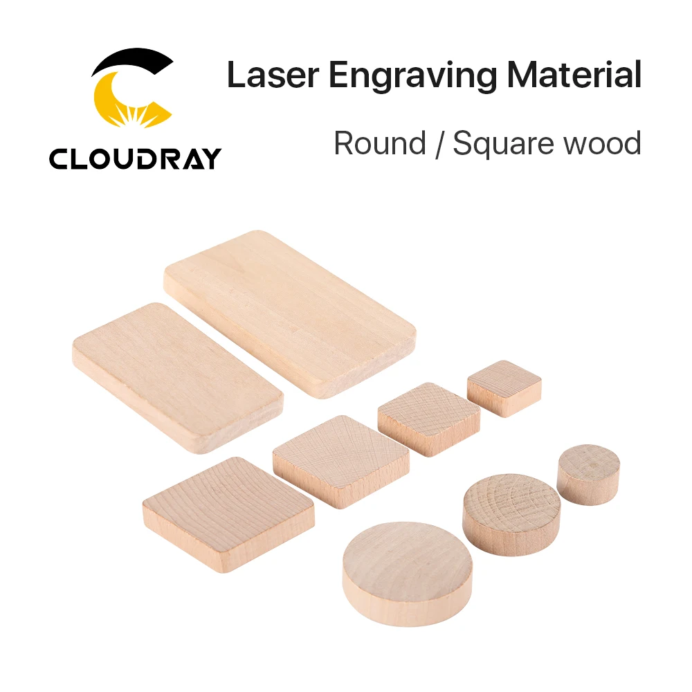 Cloudray 10pcs Round/Square Wood Laser Engtaving Material DIY Parts for Co2 Laser Marking & Engraving Machine