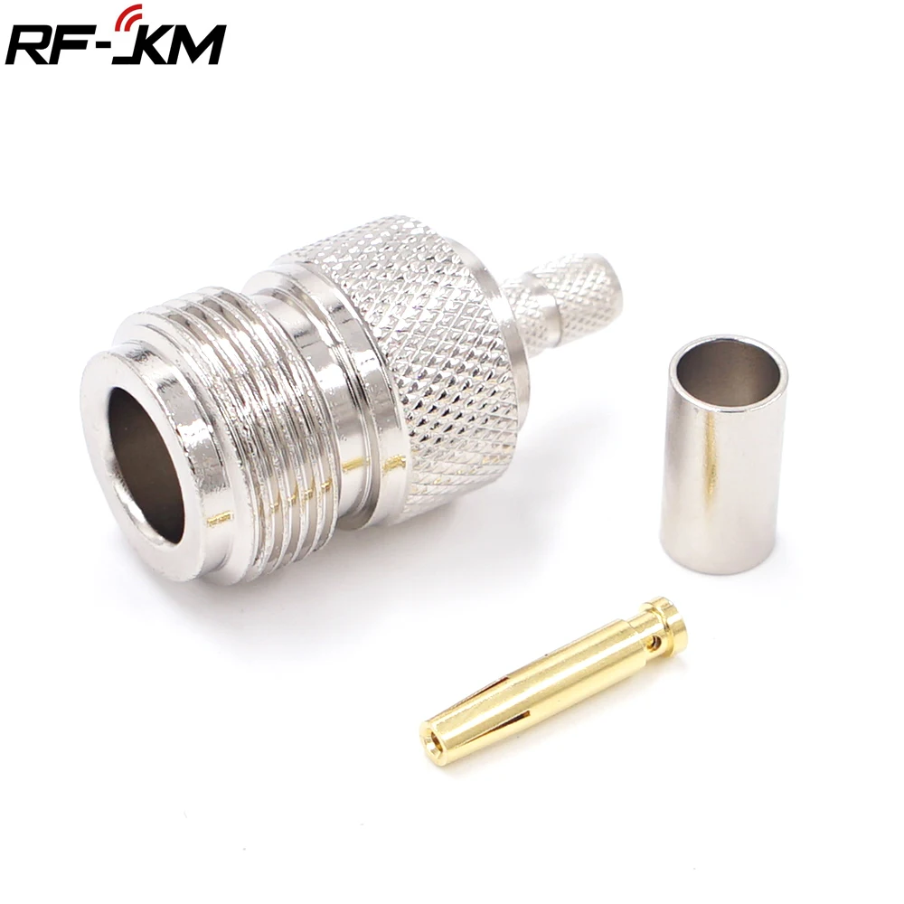 Brass N Type Female Plug Solder RF Coaxial Crimp for RG58 RG142 LMR195 Cable Straight Connector