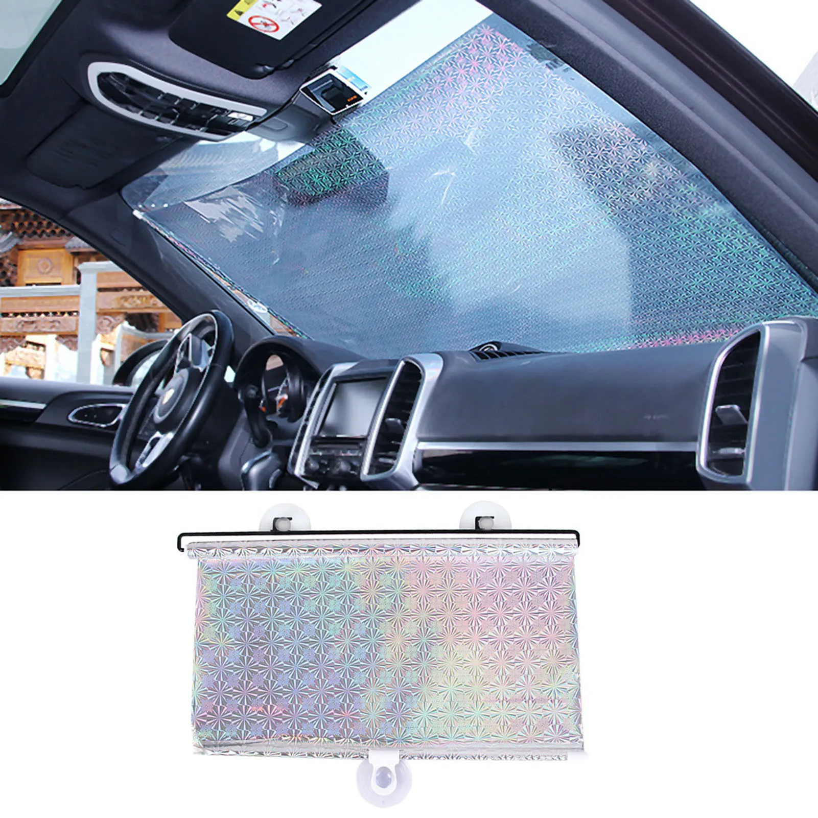 Vehicle-mounted automatic retractable sunshade Roller shutter side window stop Car sunshade retractable curtain 58*125