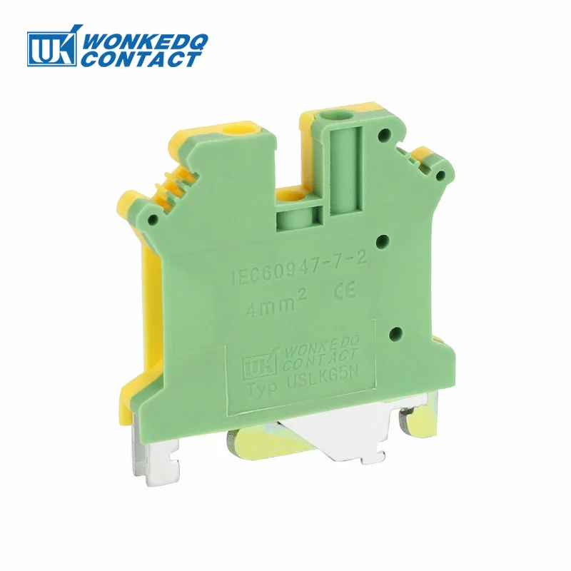 10Pcs USLKG5N USLKG5 Universal Screw Ground Protective Earth Modular Wire Electrical Connector Din Rail Terminal Block USLKG 5mm