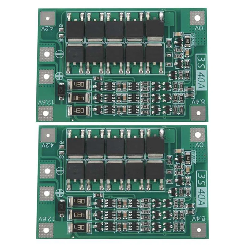 2 قطعة 3S 40A ل مفك 12 فولت ليثيوم أيون 18650 Bms بطارية لوح حماية Pcm مع التوازن Liion بطارية شحن وحدة