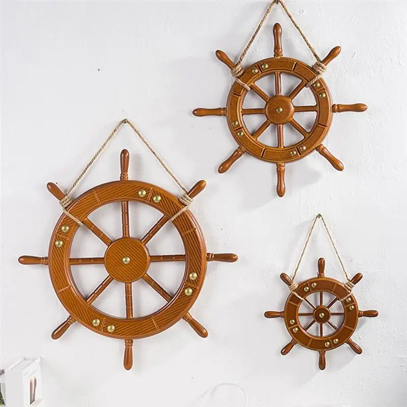 Wheel Ship Nautical Wooden Steering Wall Wood Hanging Boat Marine Vintage Boat Wheel Mirror Boat Wheel Mirrorative