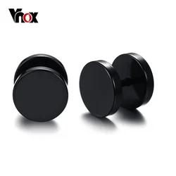 Vnox Black Stud Earrings Stainless Steel Mens Womens Earrings Ear Plugs Tunnel 6/8/10mm