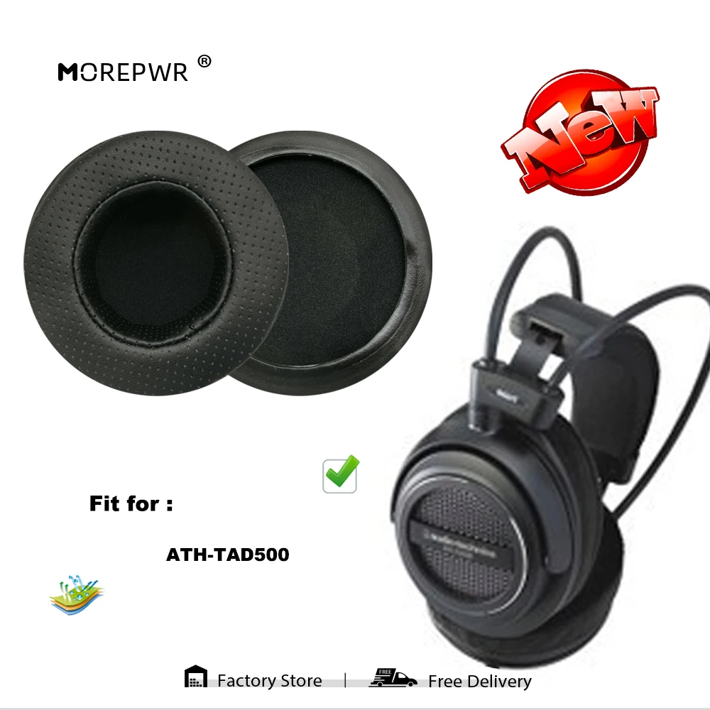 

Morepwr New Upgrade Replacement Ear Pads for Audio-Technika TAD500 Headset Parts Leather Cushion Velvet Earmuff