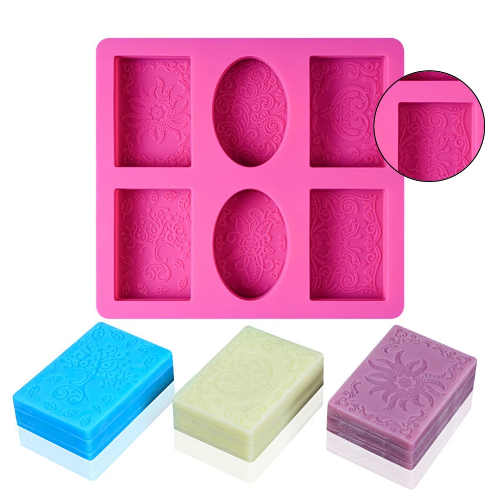 6 Even Silicone Hand Soap Mold 3D DIY Fondant  Chocolate Biscuits Cake Mold  Non-toxic  Kitchen Baking  Cake Decoration Tools