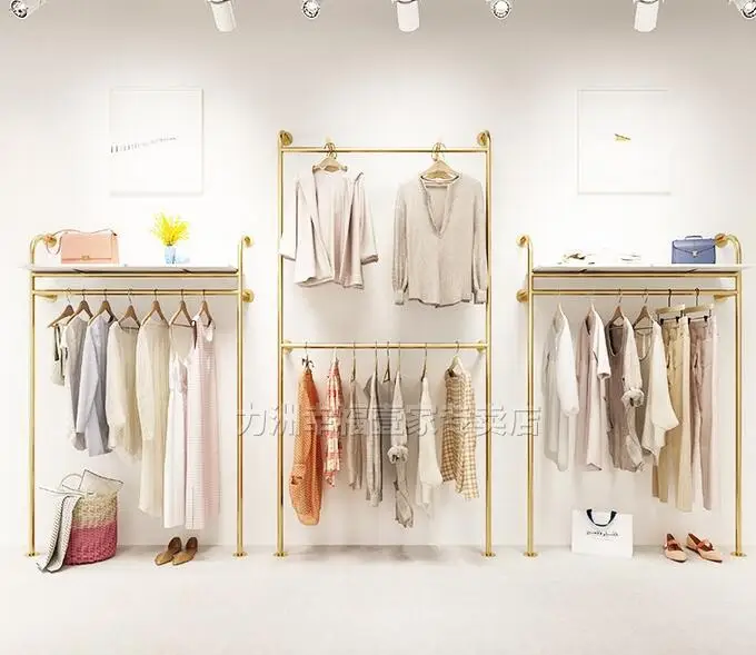 clothing store on the wall display rack simple wall hanging side hanging combination of women's clothing store clothes display