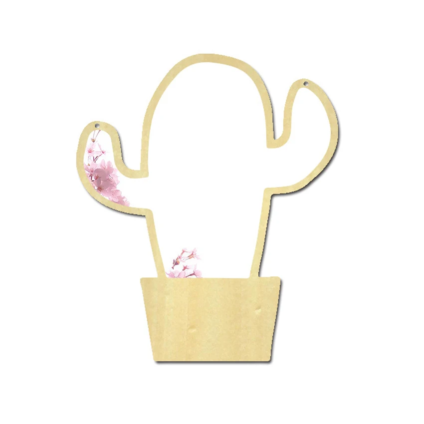 Espelho decorativo acrílico de madeira da vaidade do espelho da parede do cacto com corda de suspensão, espelho dos desenhos animados das crianças para o quarto, decoração de casa