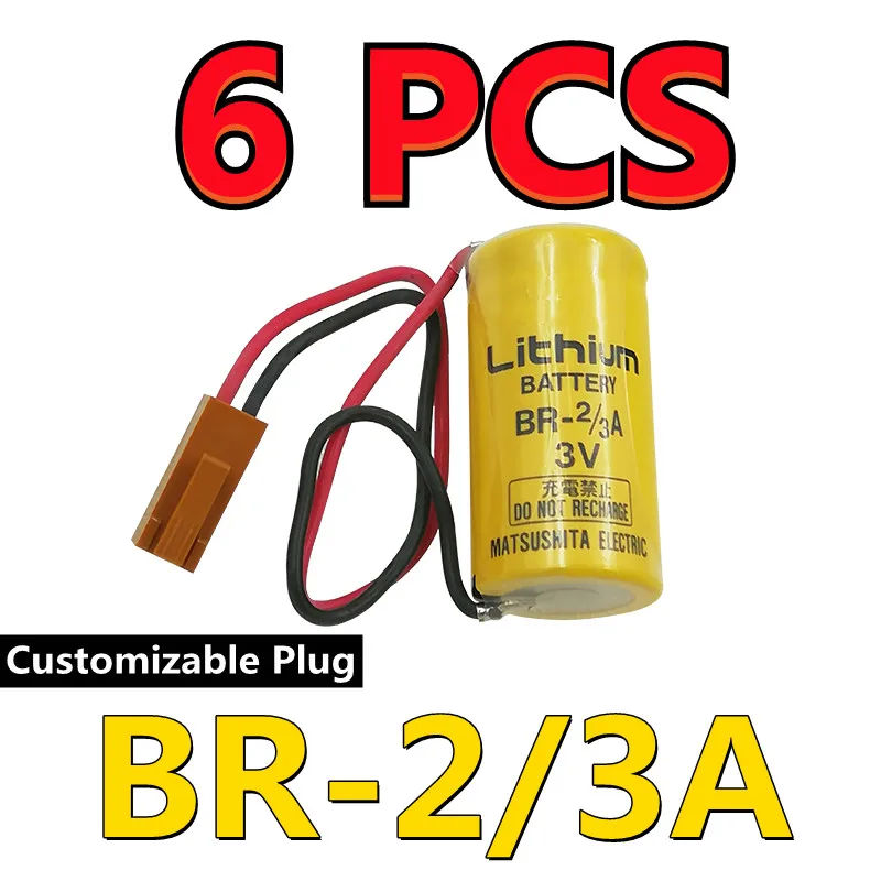 

6PCS Original NEW BR-2/3A 17335 3V 1200mAh Lithium PLC Battery With Brown FANAC Connector (Customizable Plug)