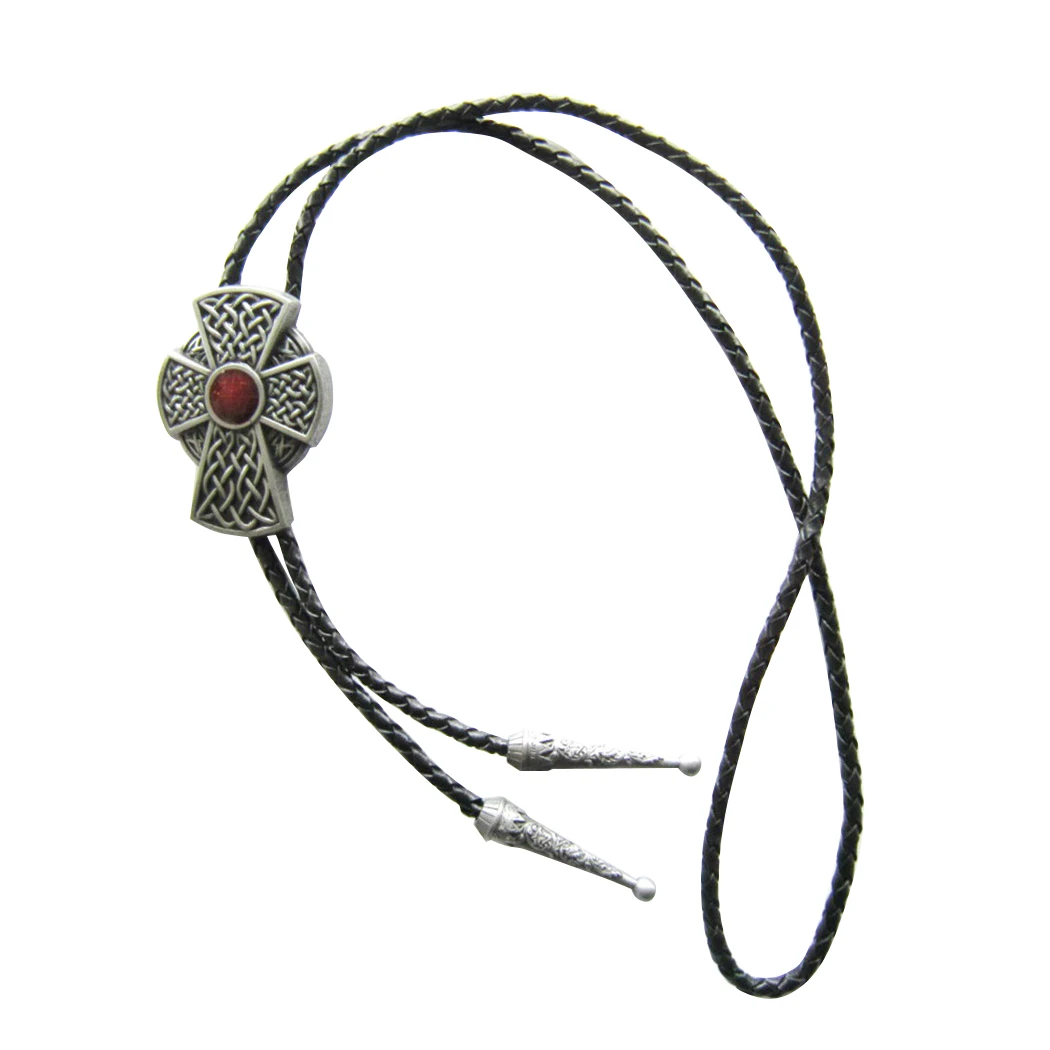 สไตล์วินเทจตะวันตกเฉียงใต้สีแดง Knot Bolo Tie งานแต่งงานสร้อยคอหนังคอ Tie BOLOTIE-WT060 ยังสต็อกใน US