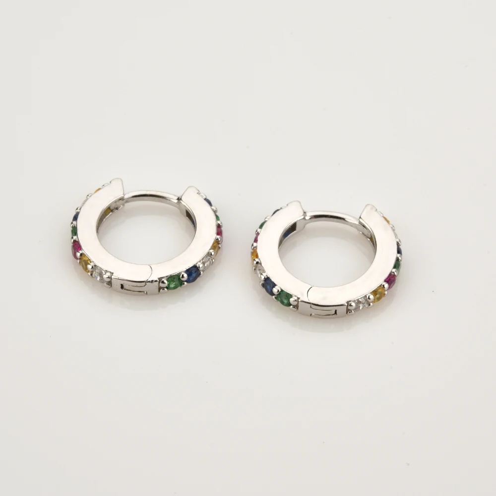 Imagen 4: ANDYWEN-Huggies pequeños transparentes de Plata de Ley 925 para mujer, aros de cristal de lujo a la moda, Piercing, joyería Ohrringe