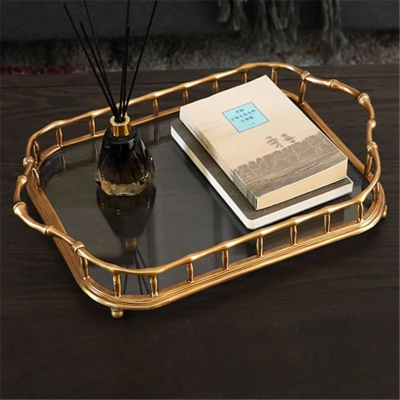 

Brass Tray For Tea Set Fruit Plate Livingroom Tea Table Useful Square/Round Saucer Receiving Disk Originality Home Furnishing