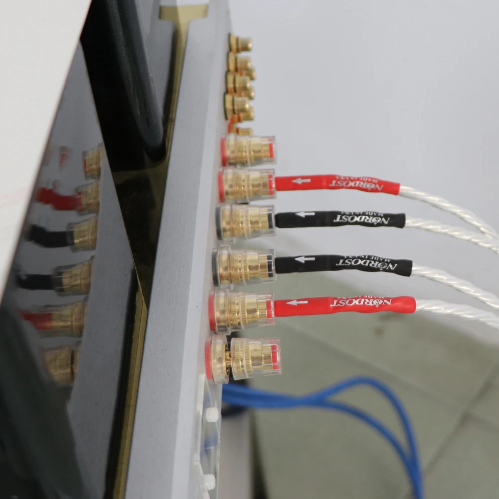 Nordost kabel koneksi speaker hifi, kabel koneksi amplifier daya, speaker surround, kabel speaker hifi, colokan pisang