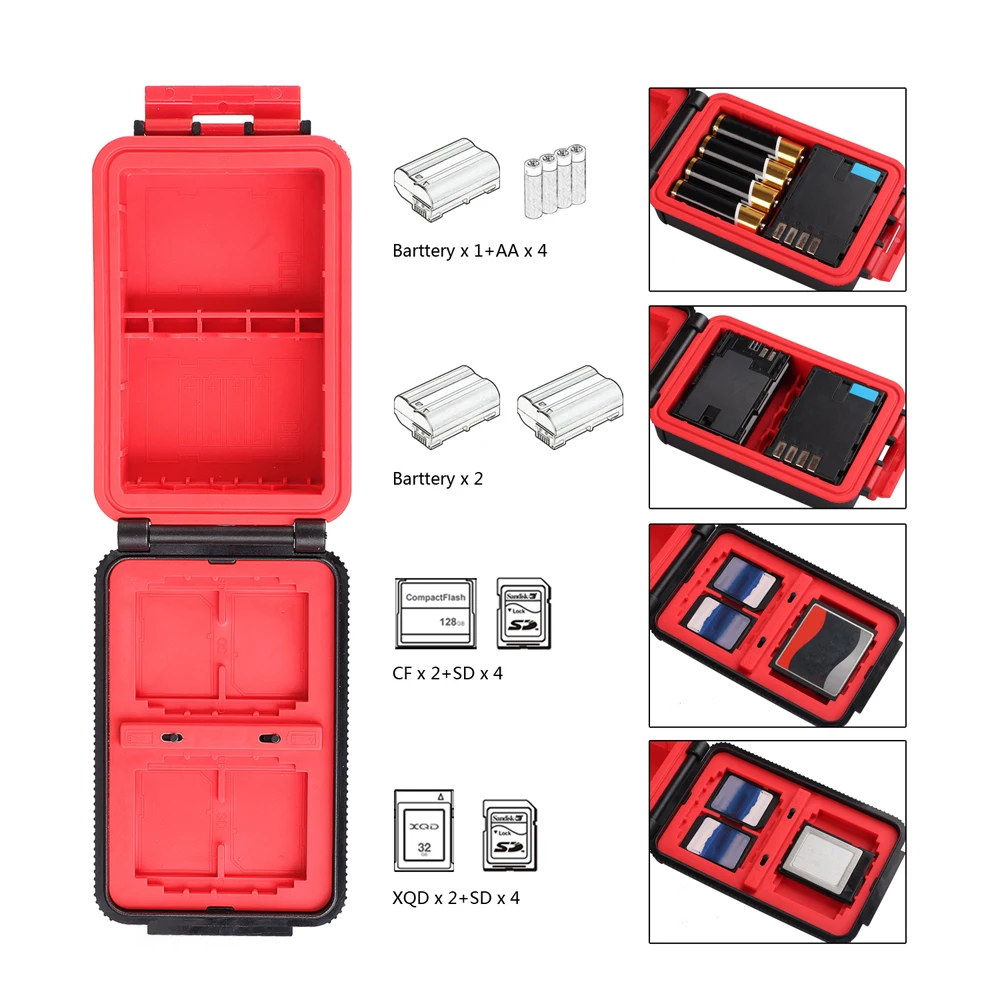 LXH Camera Waterproof Battery Box for Canon LP-E6 LP-E17 Sony NP-FW50 NP-FZ100 Nikon EN-EL17 Battery SD CF XQD Memory card case