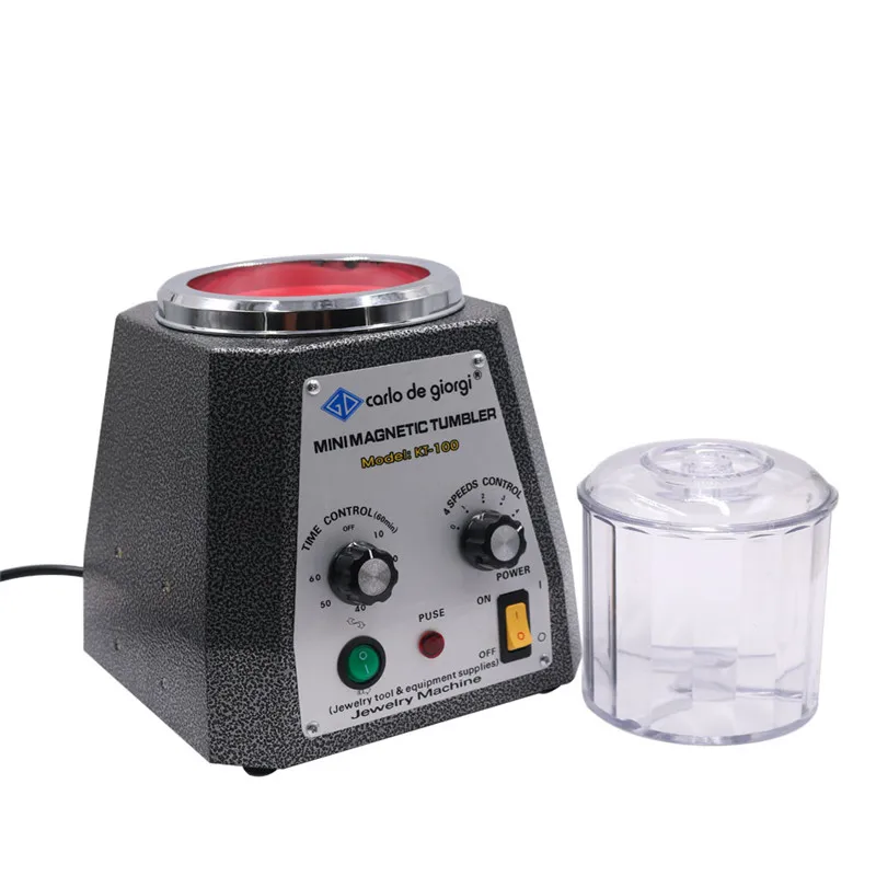 KT-100 Rotary Magnetic Polishing Machine Remove Metal Jewelry Burrs Clean Metal Surface Jewelry Polisher Tumbler Jewelry Tools