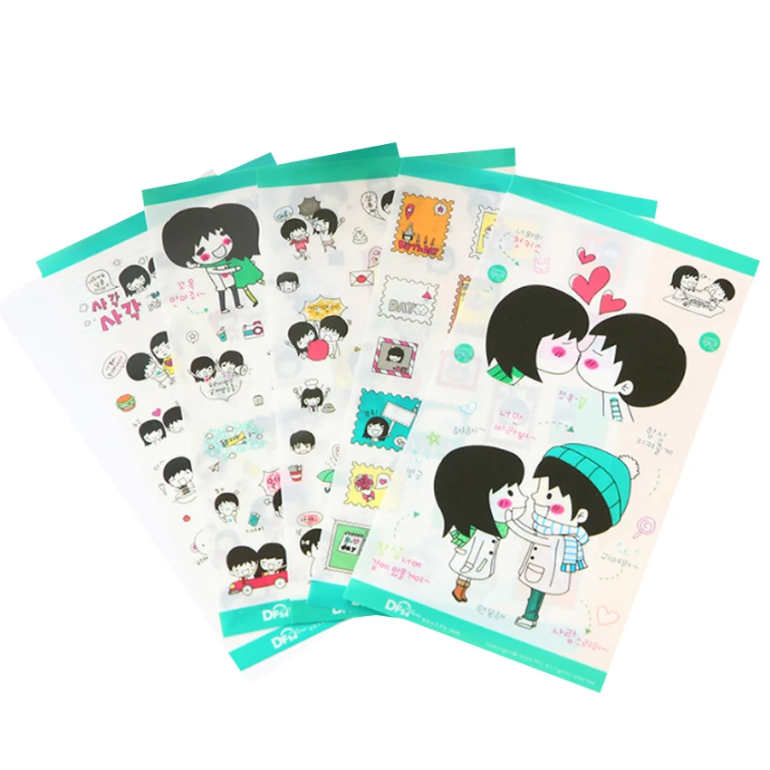 5pcs/pack Cute Sweetheart Sweet Hip Hop Transparent Sticker 3D Cute For Children On Scrapbook Gifts