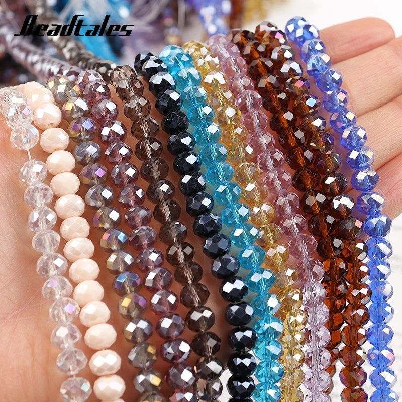 130pcs Natural Faceted Glass Beads Cut Face Shiny Bead Multicolor Crystal Loose Beads For Needlework Jewelry Making Bracelet Diy