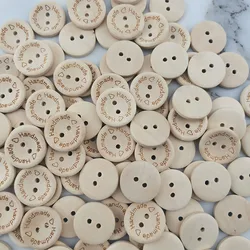 (100 pcs/pack) 2 Holes 20mm Size Wood Buttons For Craft Round Clothing Sewing Scrapbook DIY Home Decoration handmade