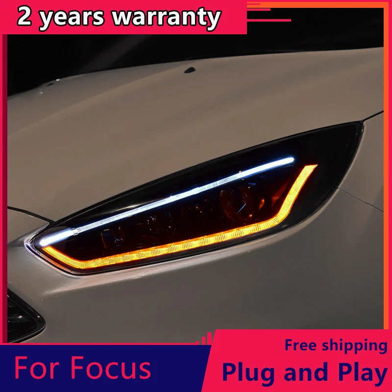 KOWELL Car Styling for Ford Focus 3 2015-2017 Headlights LED Headlight DRL Lens Double Beam Bi-Xenon HID car Accessories