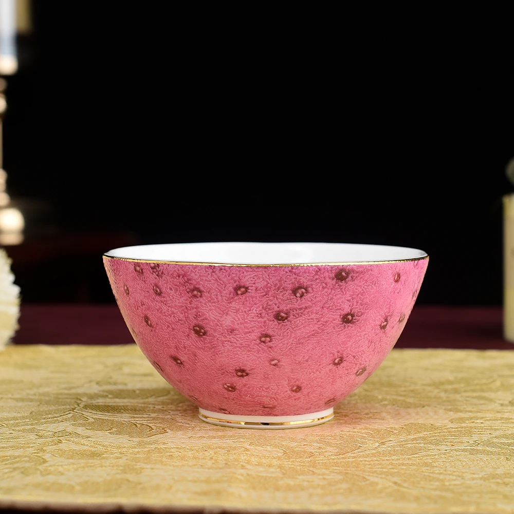 10pcs/set European Style High-Grade Ceramic Bowl Household Rice Bowl Children Small Bowl Leopard Print Tableware Eating Bowl