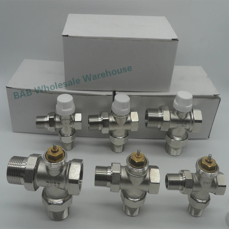 Brass Three way valve Thermostatic Radiator Valve for heating system T type temperature controller valve DN15 DN20 DN25 DN32