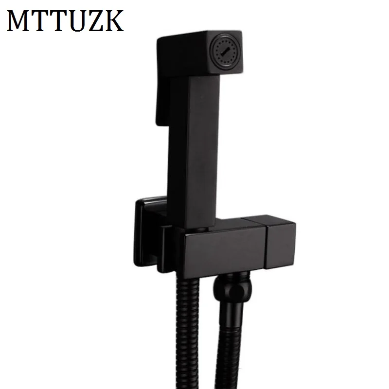 

Brass Matte Black Square Bidet Bathroom Hand Shower Bidet Toilet Sprayer Hygienic Shower Bidet Tap Wall Mounted Bidet Faucet Set