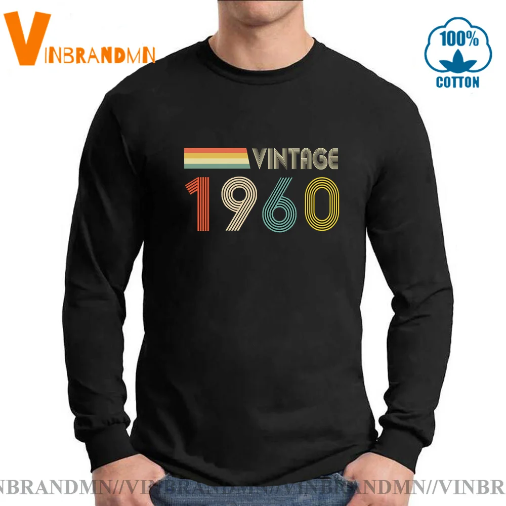 1960 Birth Year Tshirt Anniversary Couple gift Long Sleeves Tee Vintage 1960 T-Shirt Birthday Shirt Born in 1960 Men T shirt